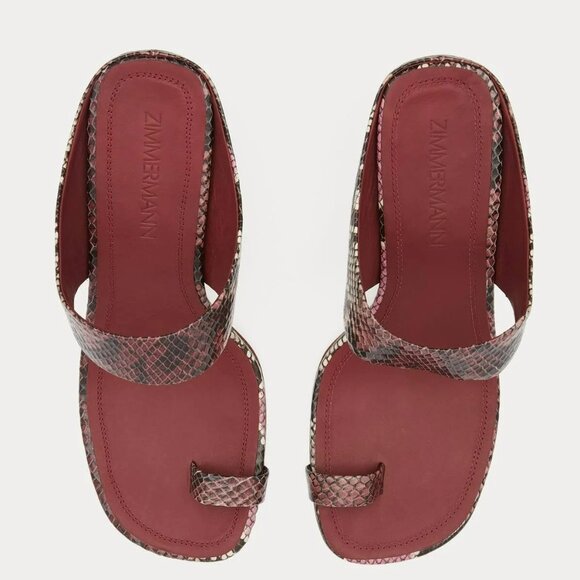 Zimmermann Snake-effect Toe Strap Leather Heeled Sandals - Picture 4 of 13